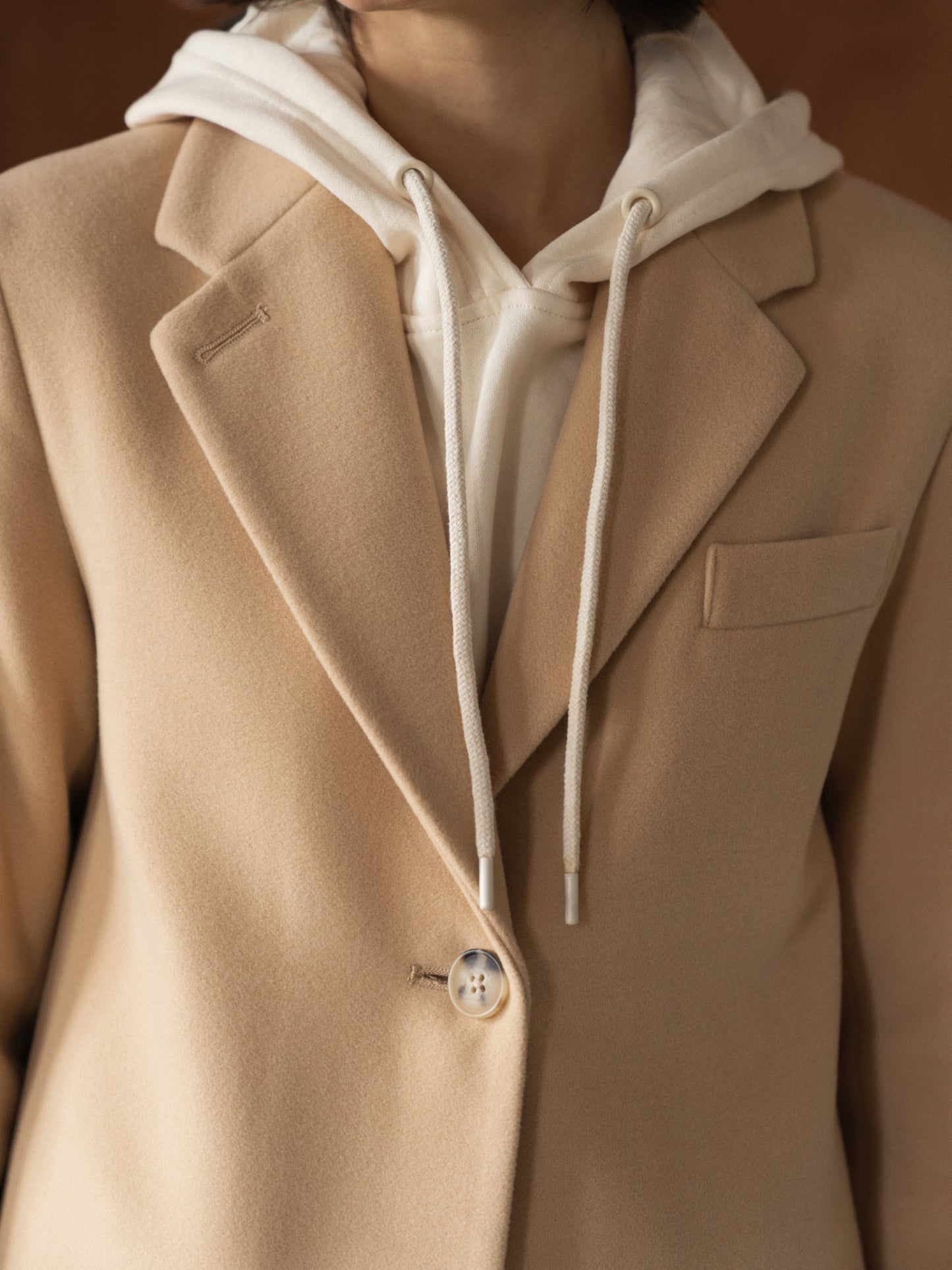 Single-breasted wool jacket, Beige