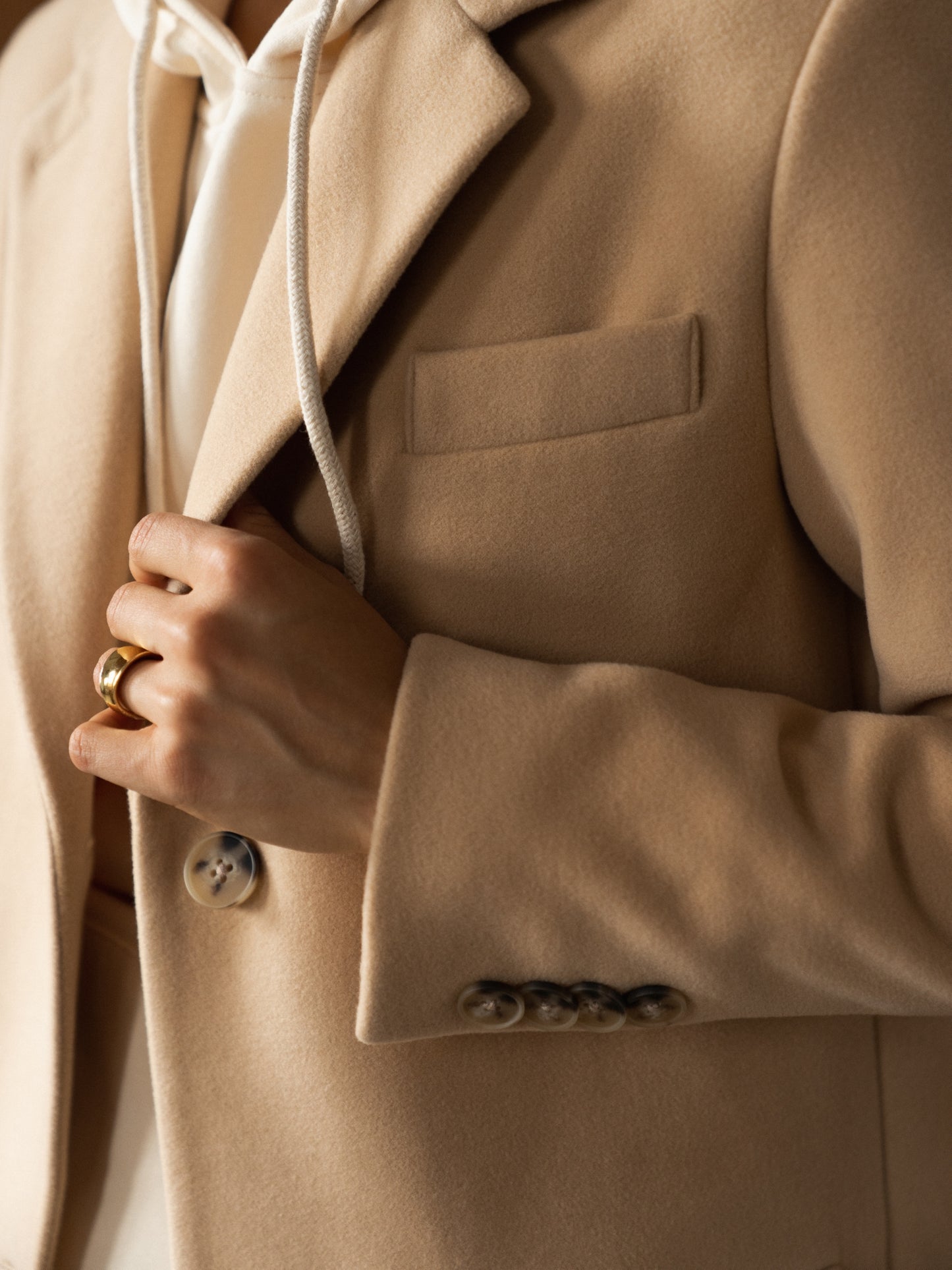 Single-breasted wool jacket, Beige