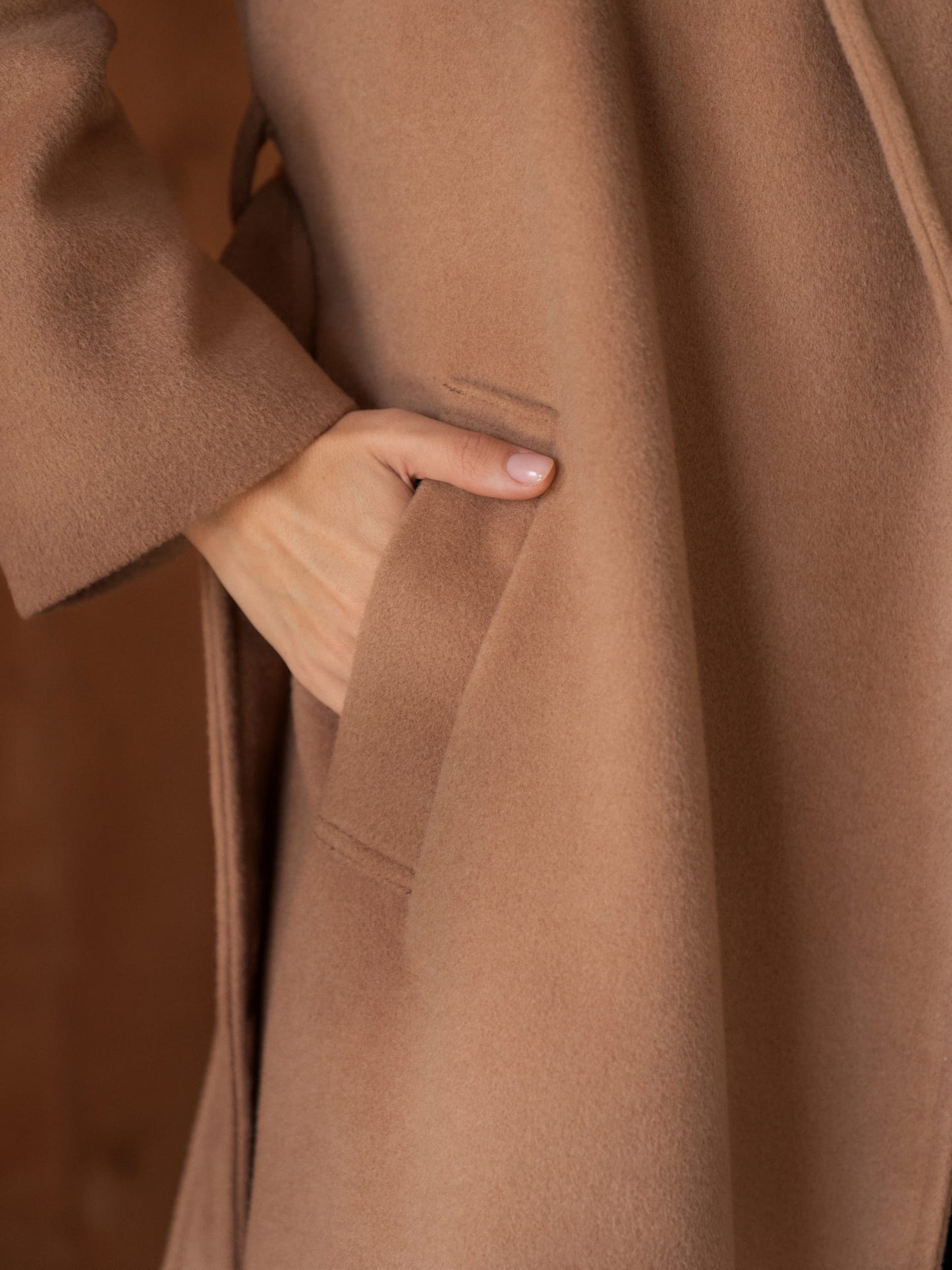 Double-breasted long oversize coat, Camel