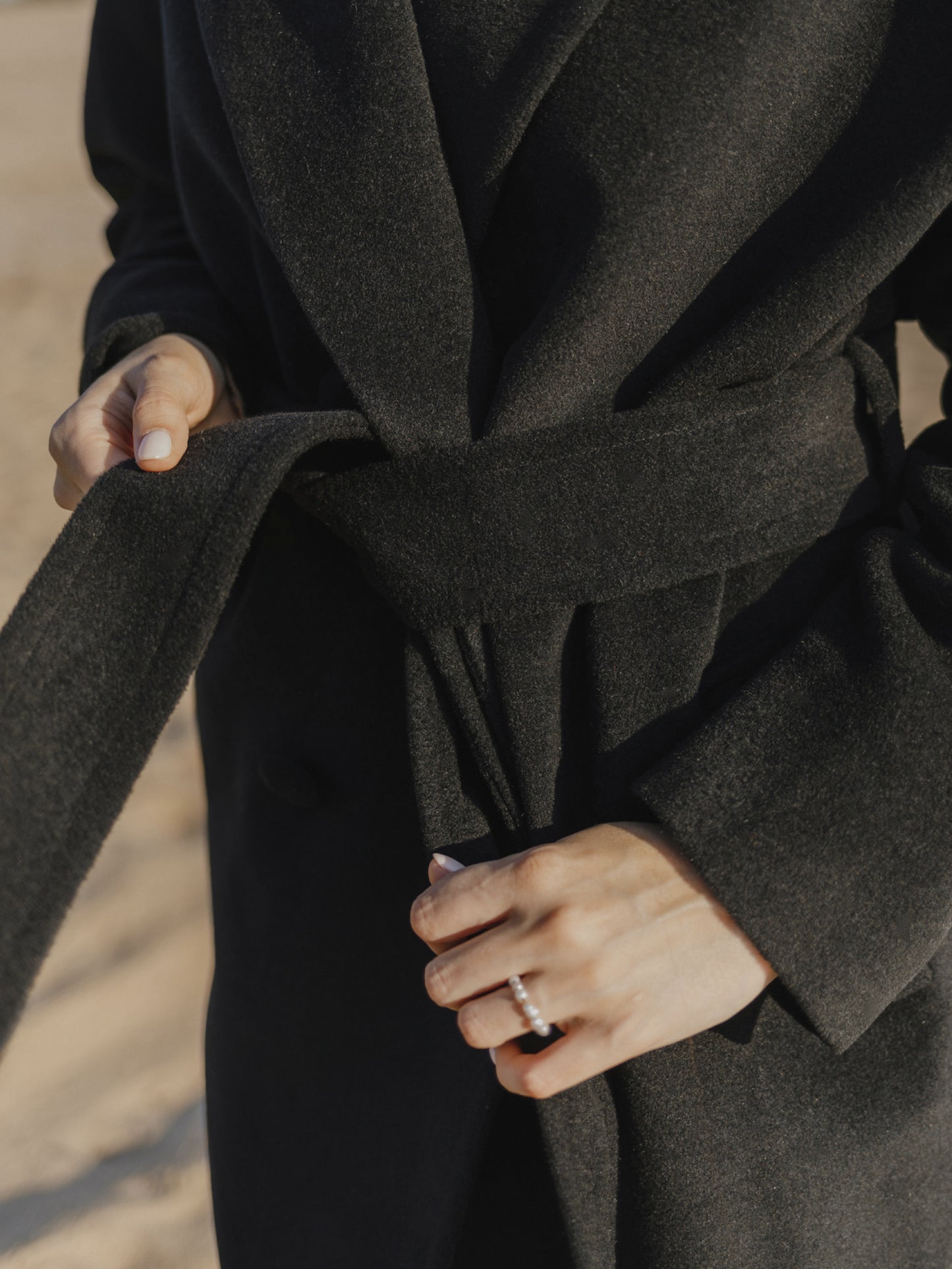 Long coat with belt, Black